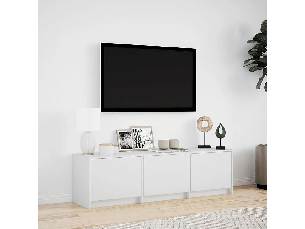 TV-Schrank mit LED-Beleuchtung Weiß 140x34x40 cm Holzwerkstoff