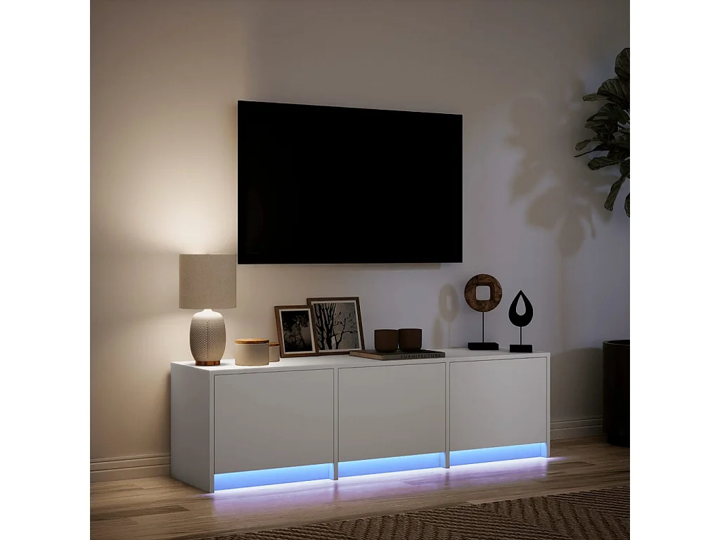 TV-Schrank mit LED-Beleuchtung Weiß 140x34x40 cm Holzwerkstoff
