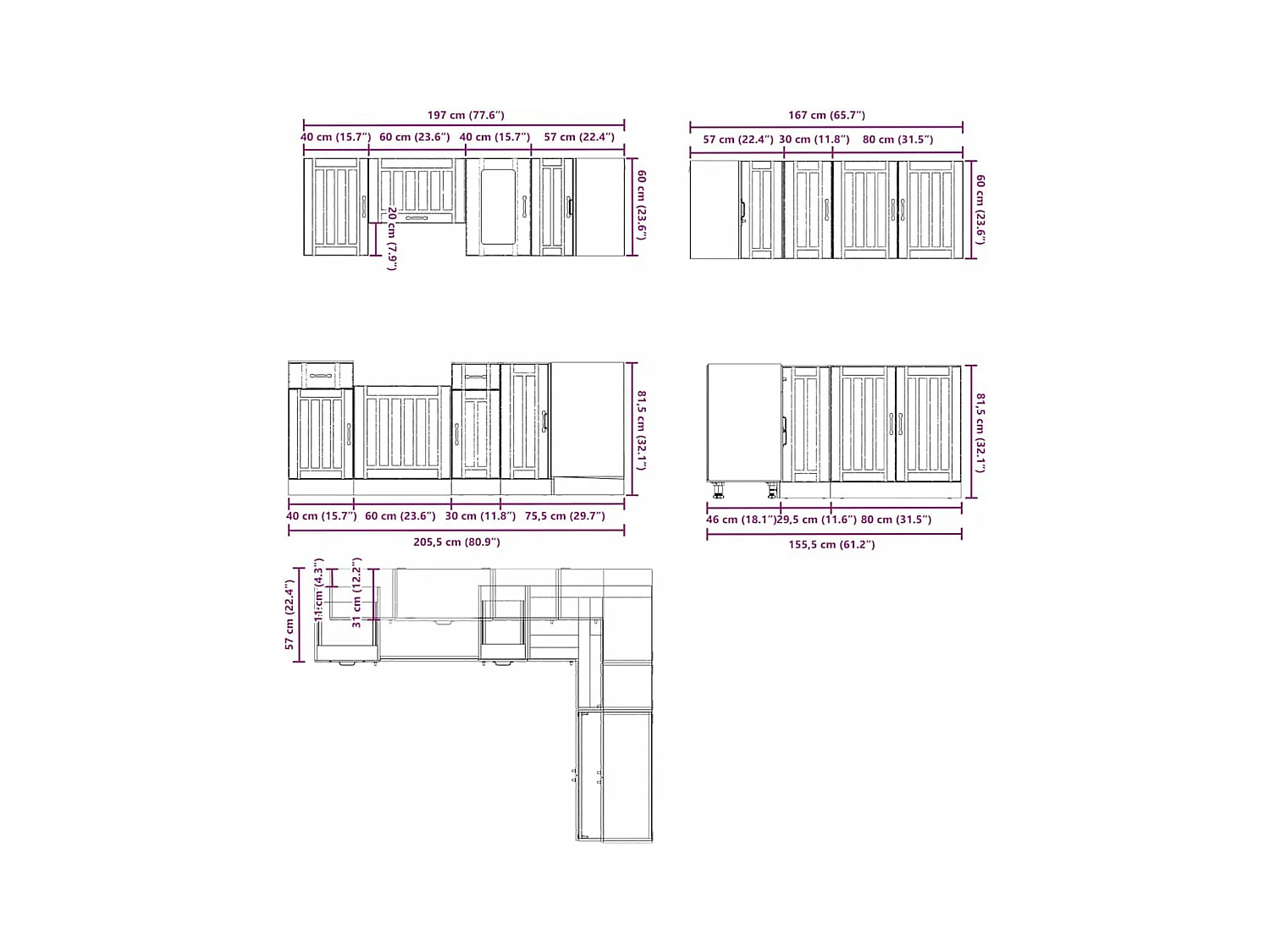 Ensemble d'armoires de cuisine 11 pcs Kalmar bois d'ingénierie