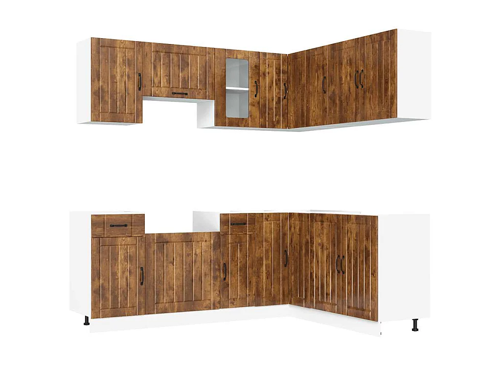 11-delige Keukenkastenset Kalmar bewerkt hout gerookt eiken