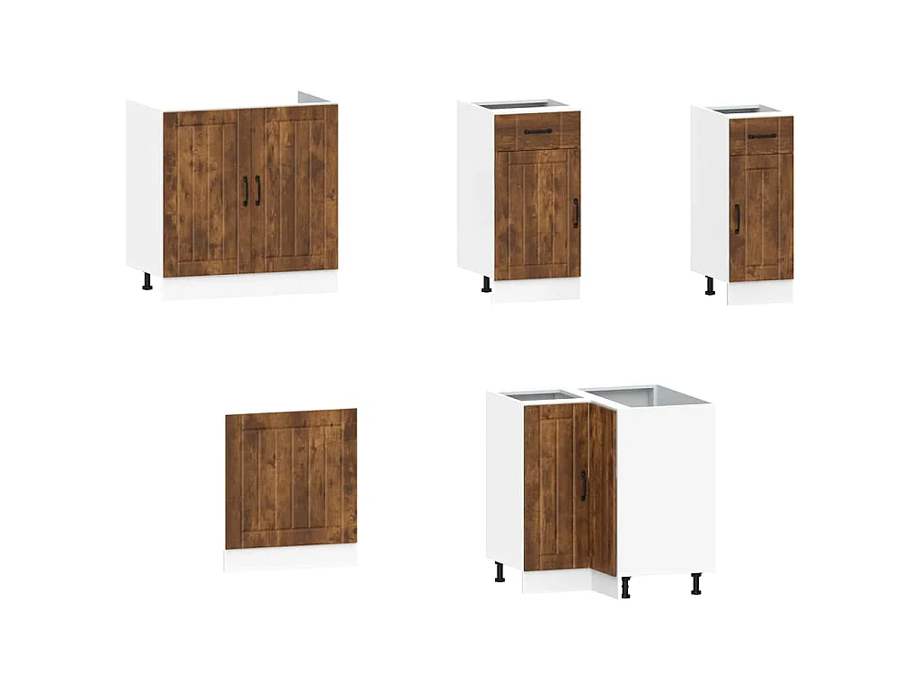 11-delige Keukenkastenset Kalmar bewerkt hout gerookt eiken