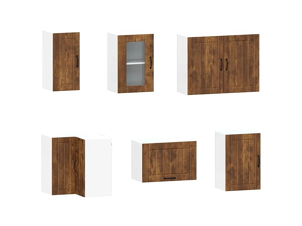 11-delige Keukenkastenset Kalmar bewerkt hout gerookt eiken