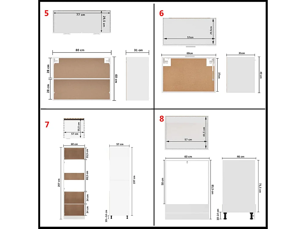 Ensemble de 14 meubles de cuisine "Lyon" en bois d'ingénierie blanc