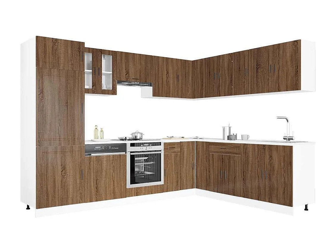 Ensemble d'armoires de cuisine 14 pcs Porto bois d'ingénierie