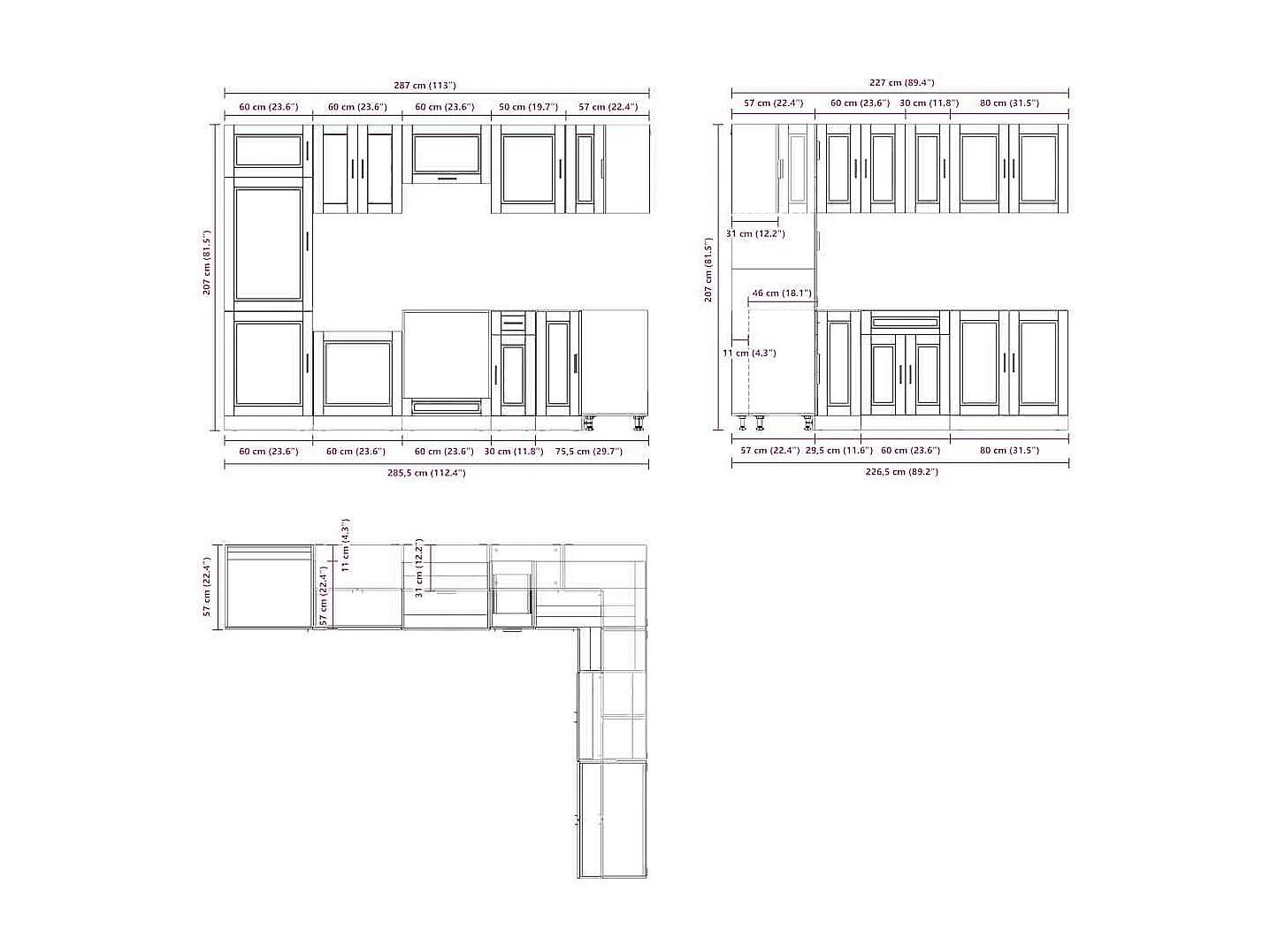 Ensemble d'armoires de cuisine 14 pcs Porto bois d'ingénierie