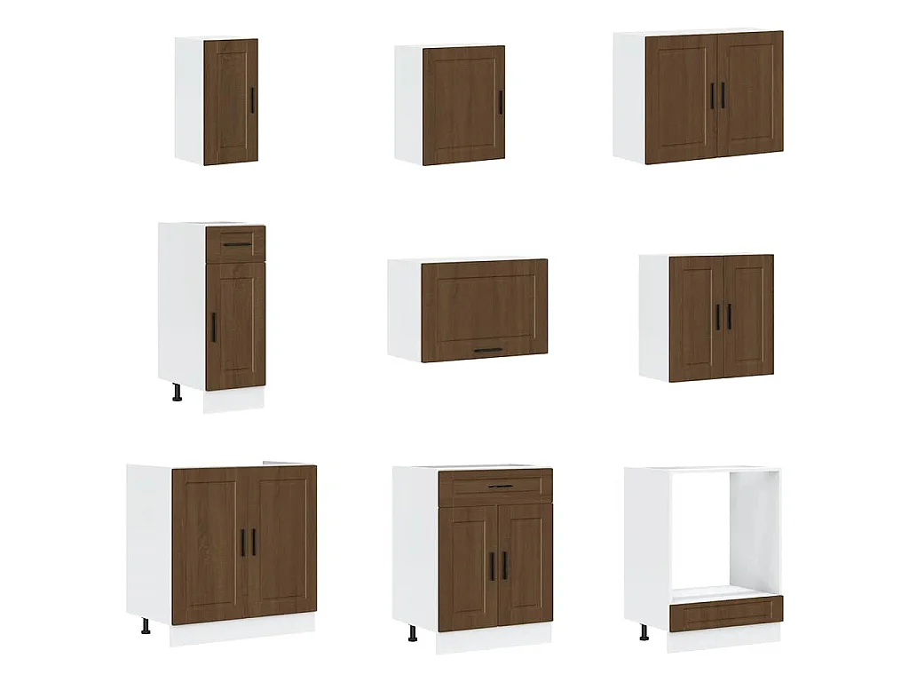 Ensemble d'armoires de cuisine 14 pcs Porto bois d'ingénierie