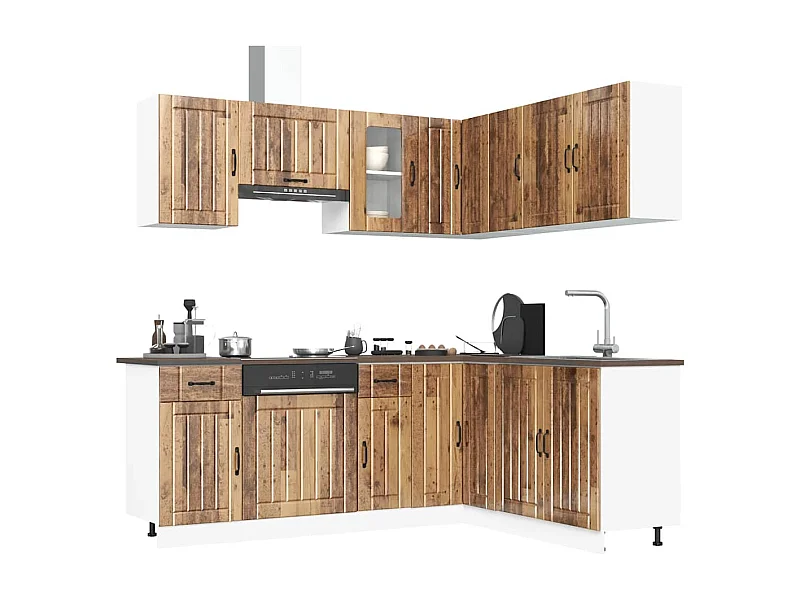Mueble cocina Kalmar madera vieja 11 pzas madera contrachapada