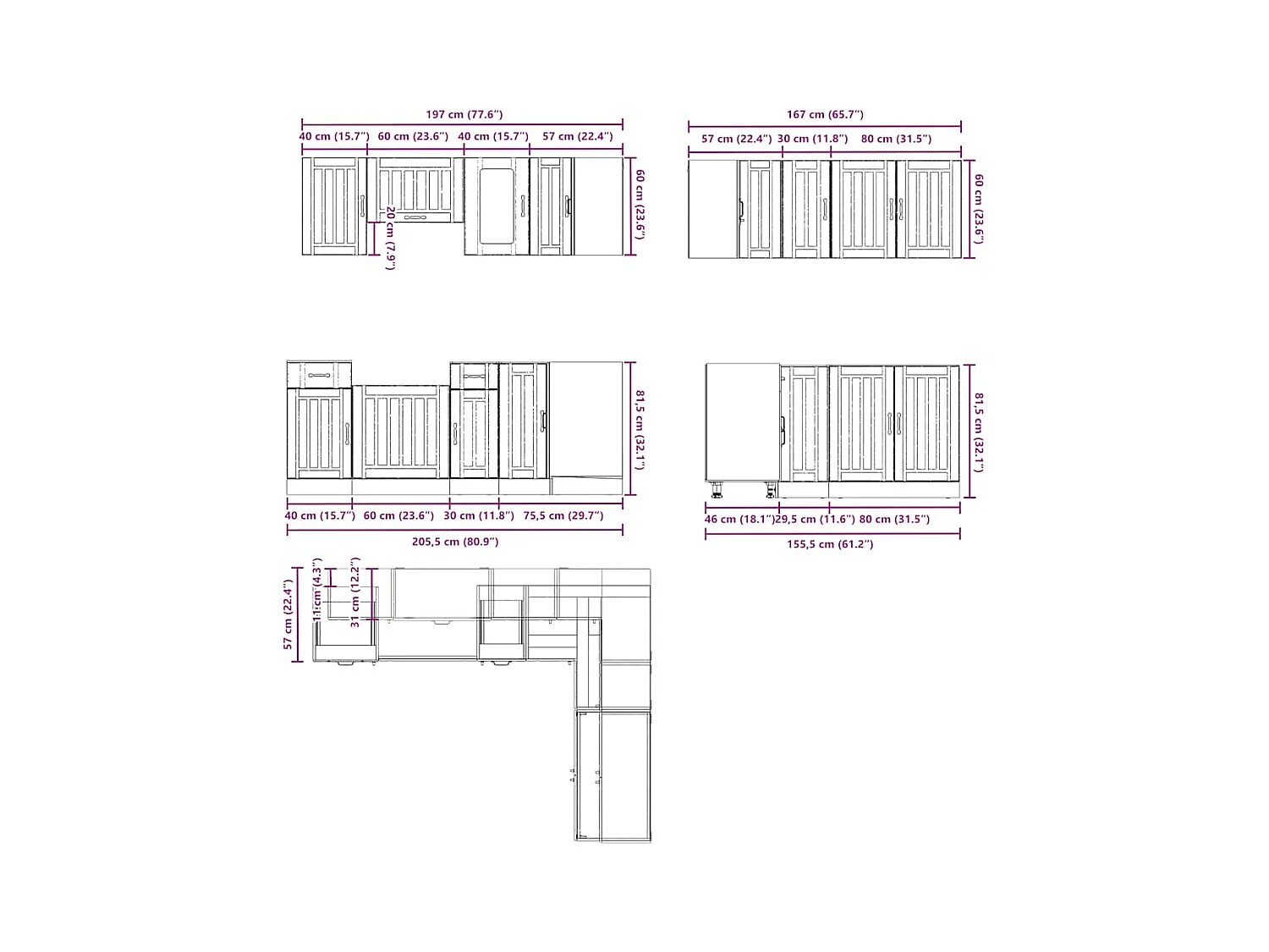 Ensemble d'armoires de cuisine 11 pcs Kalmar bois d'ingénierie