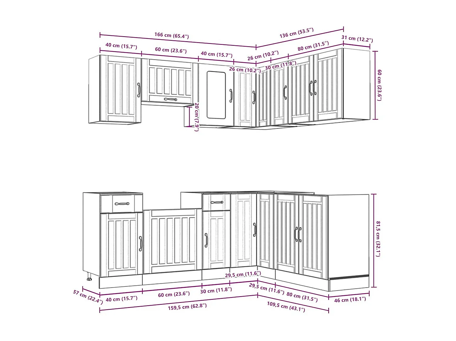 11-tlg. Küchenschrank-Set Kalmar Altholz-Optik Holzwerkstoff