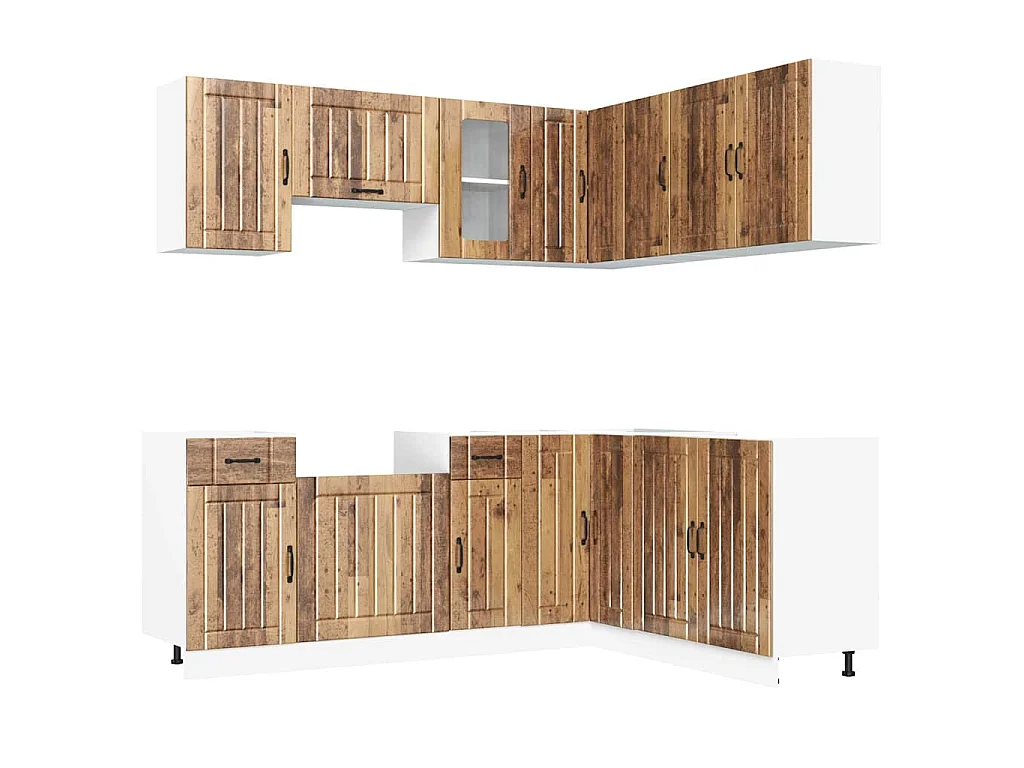 11-delige Keukenkastenset Kalmar bewerkt hout oud houtkleurig