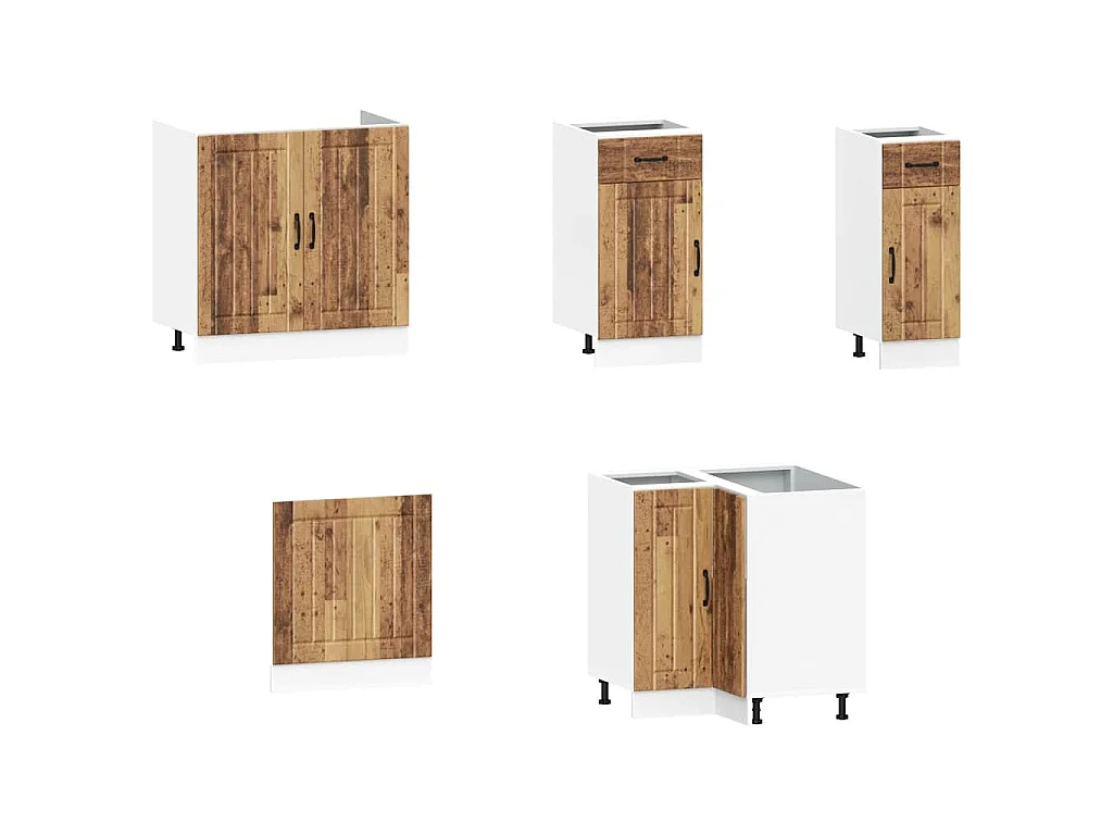 11-delige Keukenkastenset Kalmar bewerkt hout oud houtkleurig