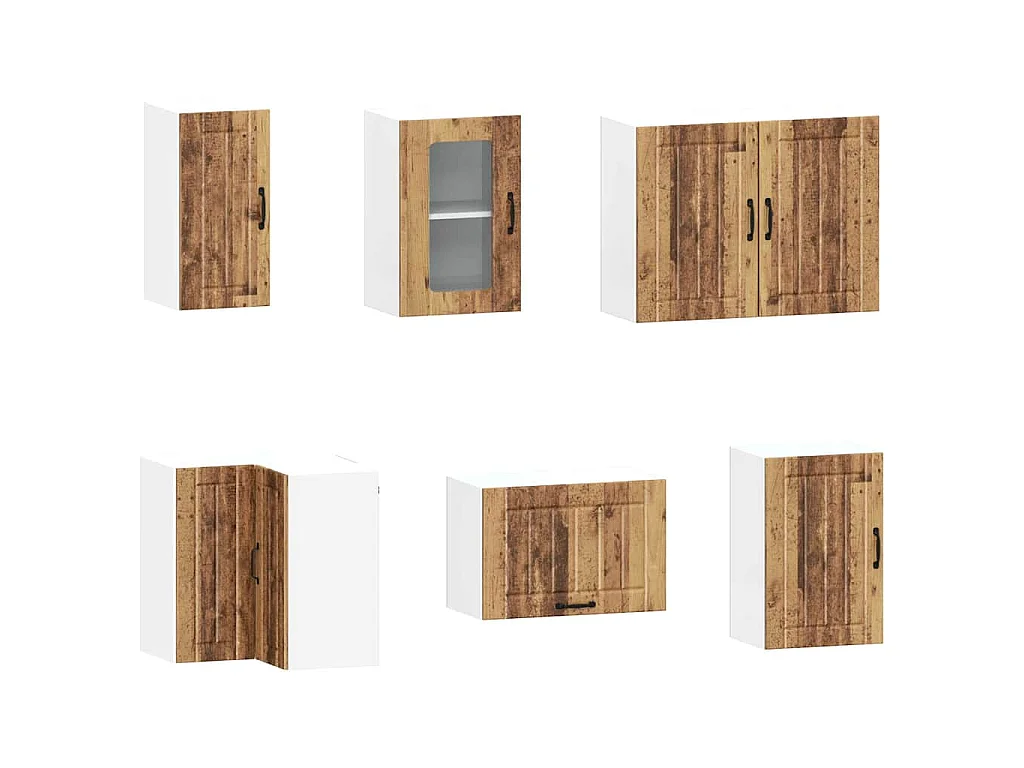 11-delige Keukenkastenset Kalmar bewerkt hout oud houtkleurig
