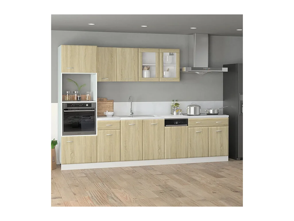 7-delige Keukenkastenset Lyon bewerkt hout sonoma eikenkleurig