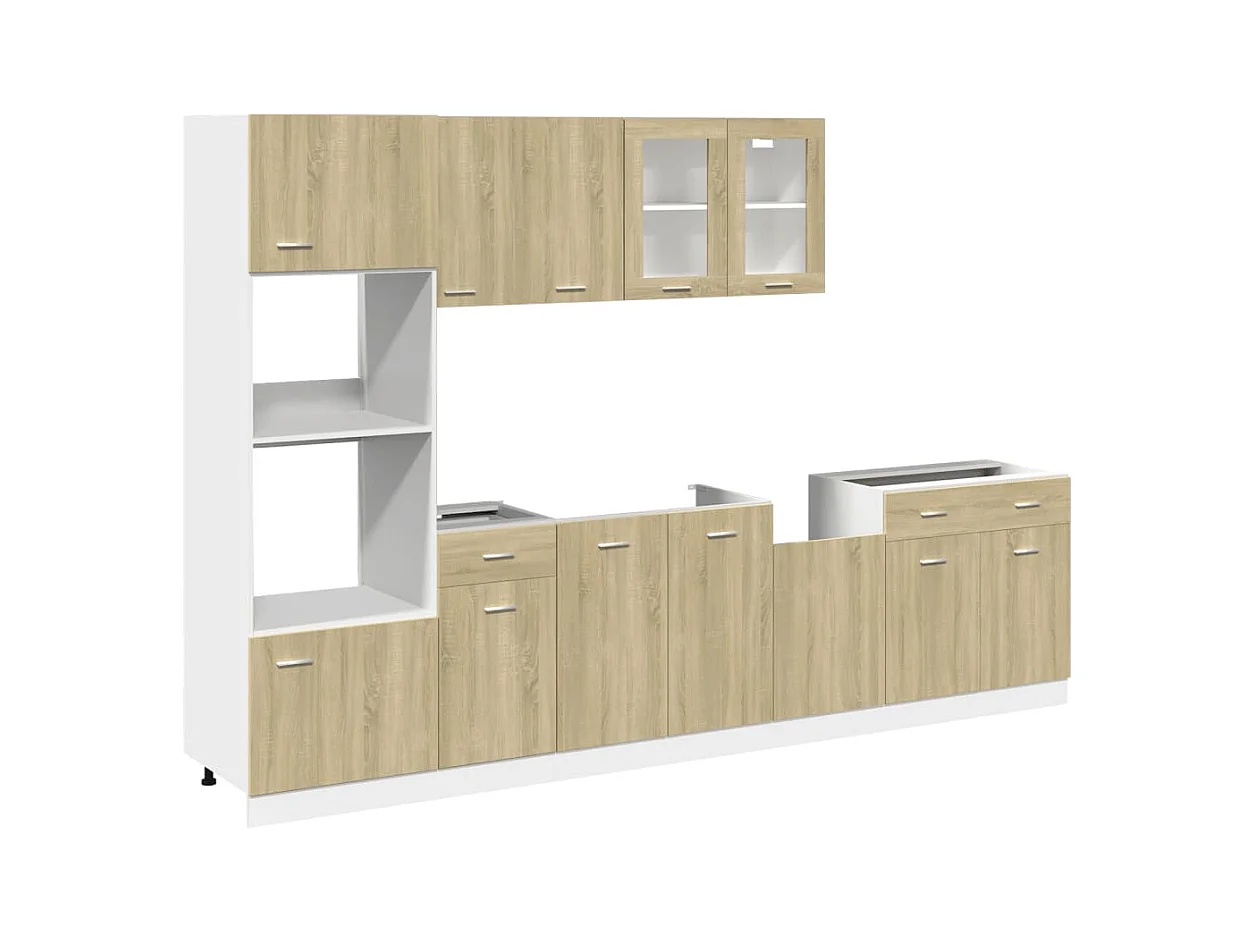 Ensemble de 7 meubles de cuisine "Lyon" en chêne Sonoma