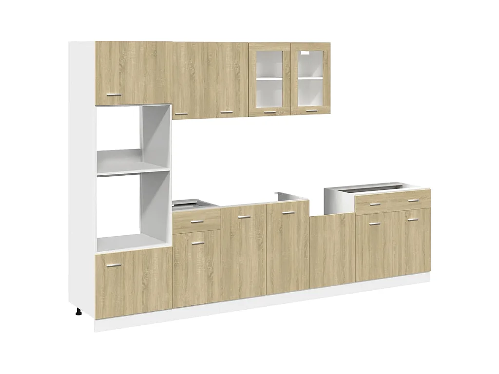 Ensemble de 7 meubles de cuisine "Lyon" en chêne Sonoma