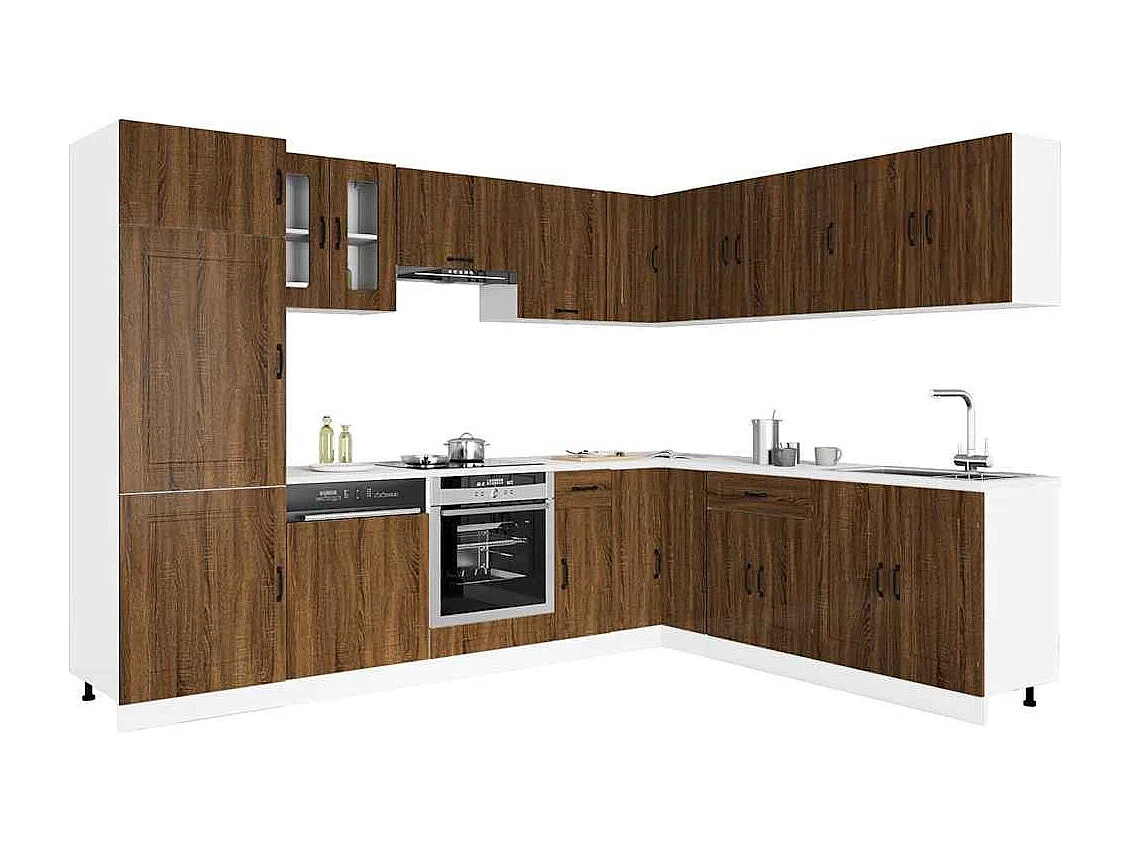 14-tlg. Küchenschrank-Set Kalmar Braun Eichen-Optik Holzwerkstoff