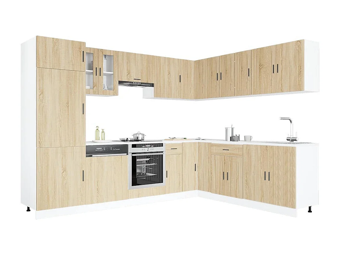 Mueble cocina Porto roble sonoma 14 pzas madera contrachapada