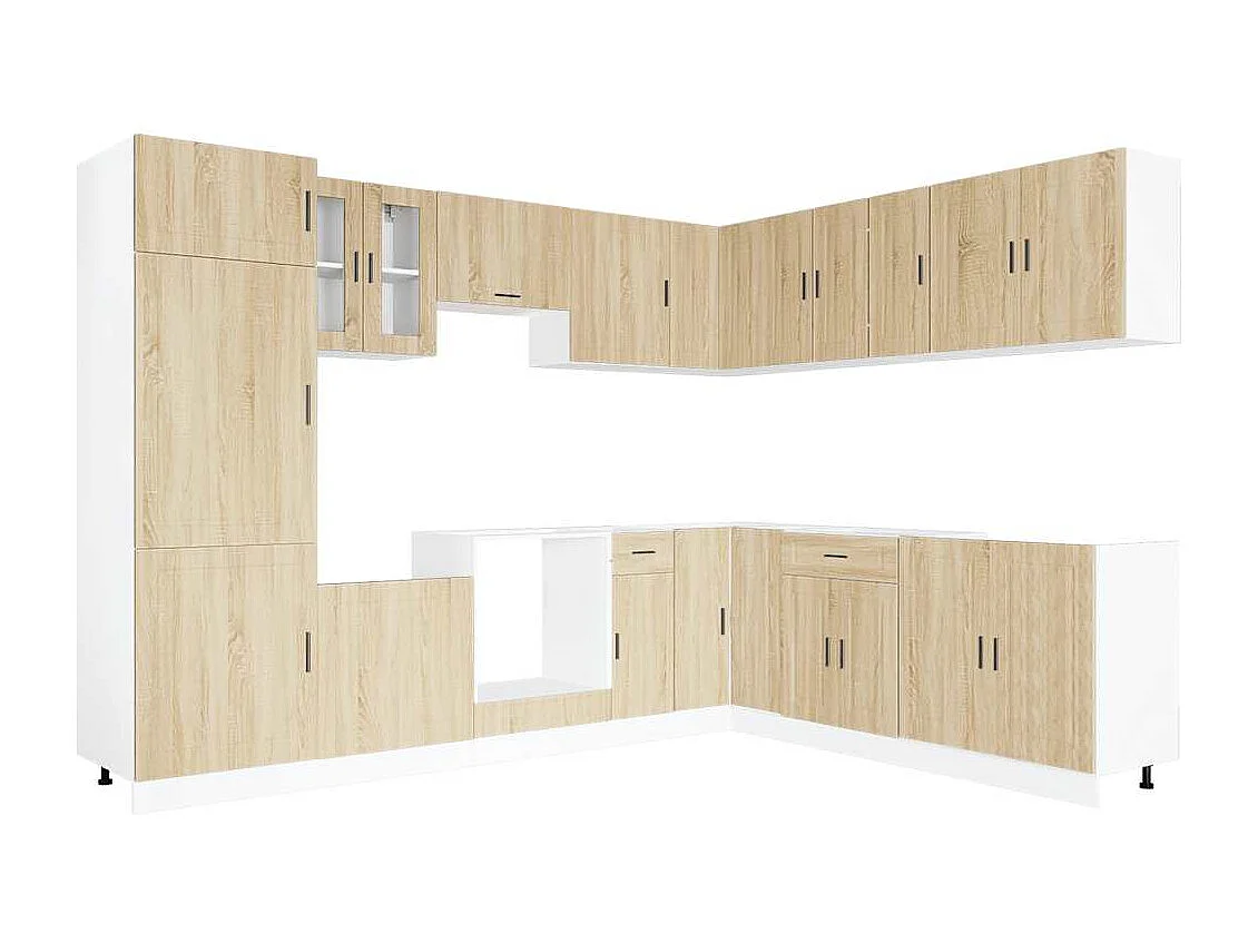 Mueble cocina Porto roble sonoma 14 pzas madera contrachapada