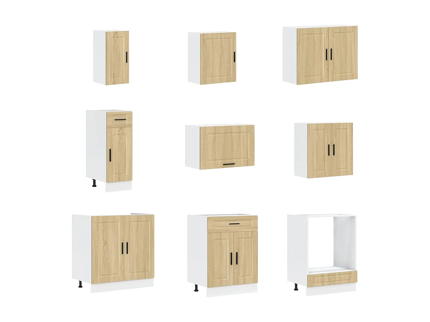 Mueble cocina Porto roble sonoma 14 pzas madera contrachapada