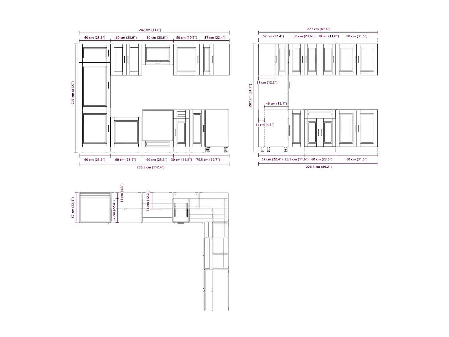 Mueble cocina Porto roble sonoma 14 pzas madera contrachapada