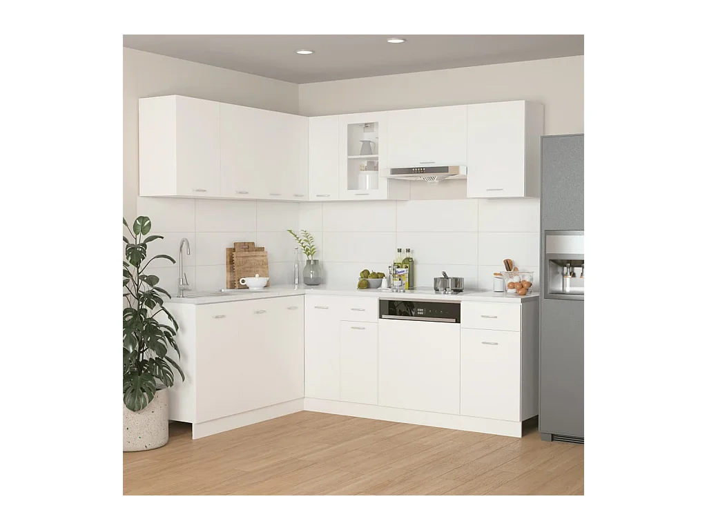 Conjunto de armarios de cocina "Lyon" de 11 piezas de madera de ingeniería blanca