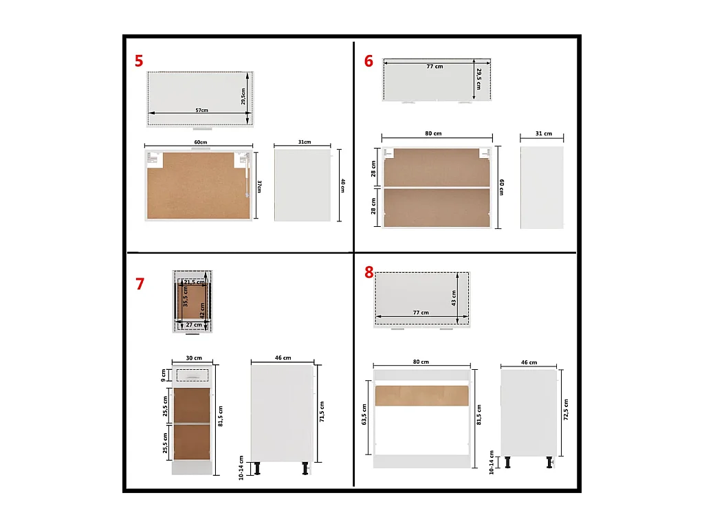 Conjunto de armarios de cocina "Lyon" de 11 piezas de madera de ingeniería blanca