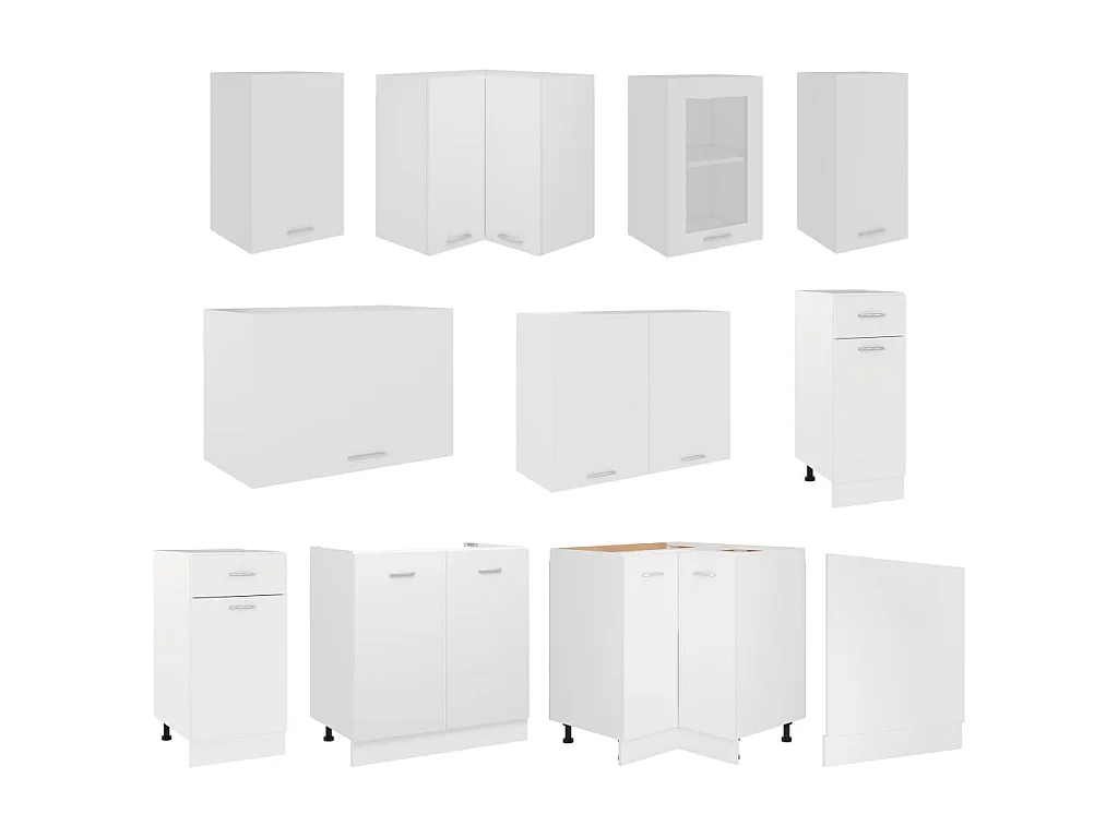 Set Armadi da Cucina 11 pz Lyon Bianco in Truciolato