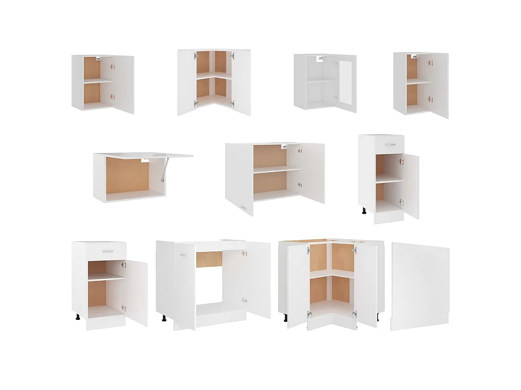 Set Armadi da Cucina 11 pz Lyon Bianco in Truciolato