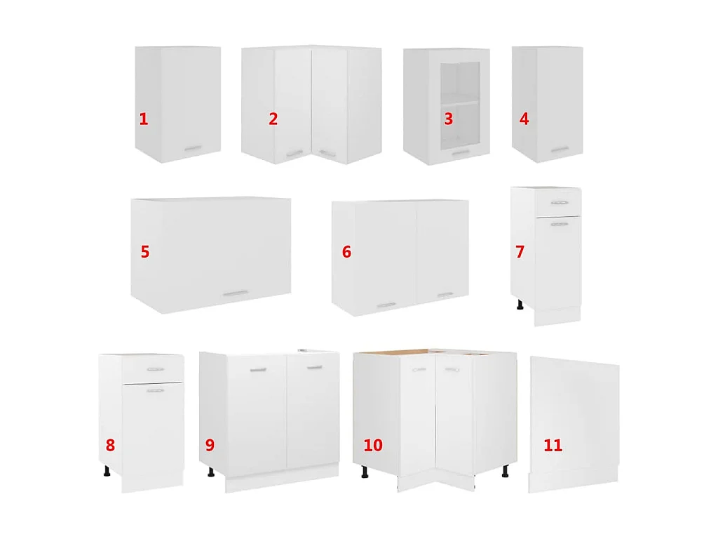 Set Armadi da Cucina 11 pz Lyon Bianco in Truciolato
