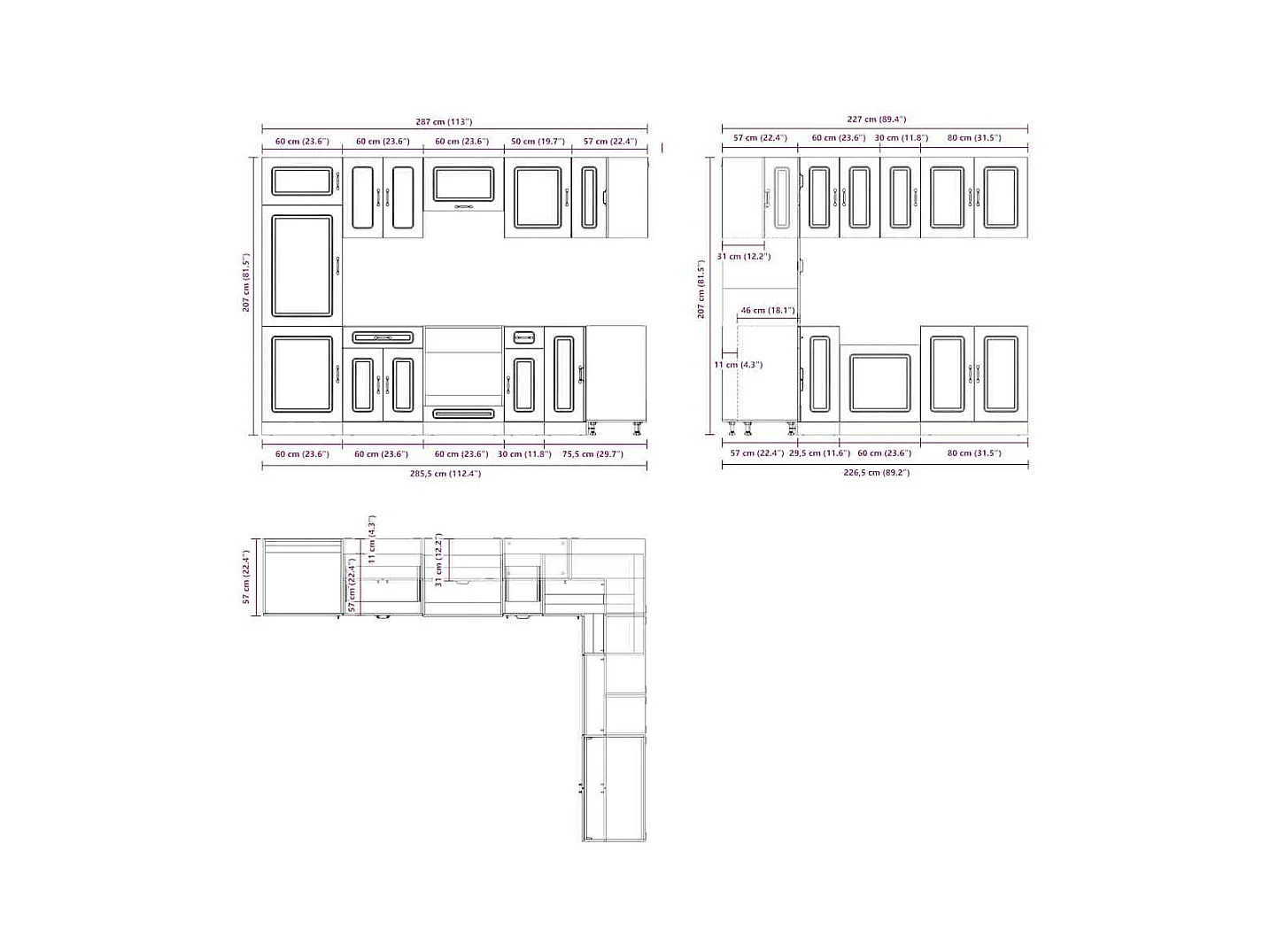 Ensemble d'armoires de cuisine 14 pcs Kalmar bois d'ingénierie