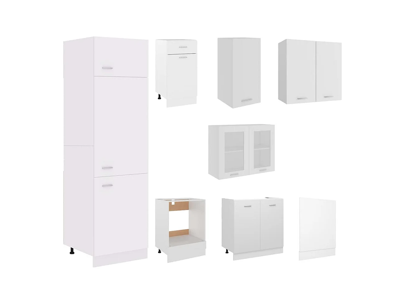 Ensemble de 8 meubles de cuisine "Lyon" en bois d'ingénierie blanc