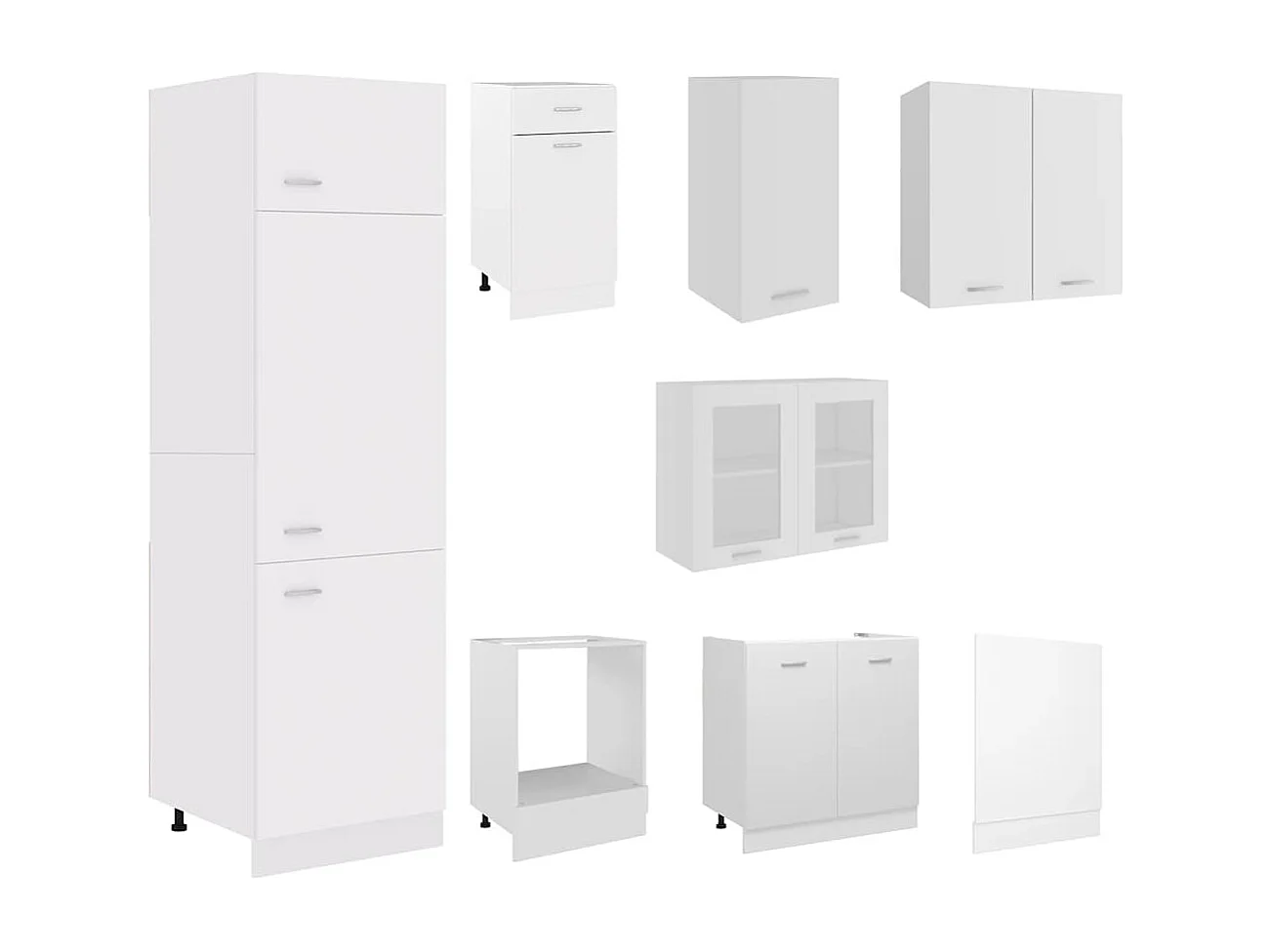 Ensemble de 8 meubles de cuisine "Lyon" en bois d'ingénierie blanc