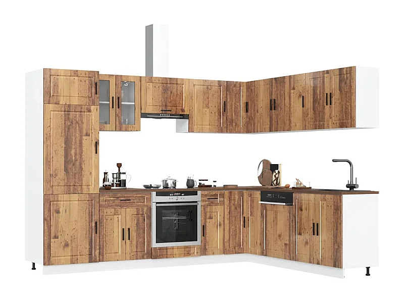 14-delige Keukenkastenset Porto bewerkt hout oud houtkleurig