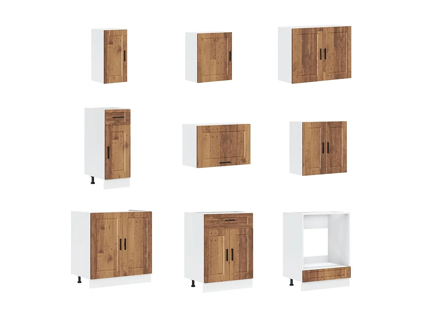 14 peças armário de cozinha conjunto Porto madeira velha