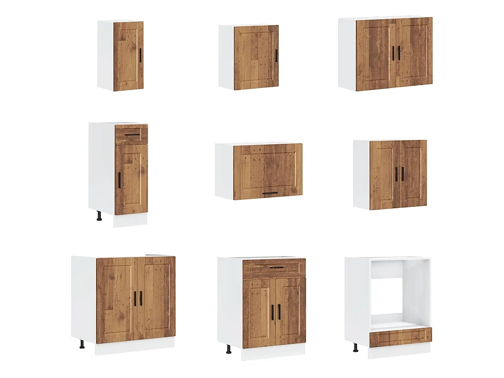 Ensemble d'armoires de cuisine 14 pcs Porto bois d'ingénierie