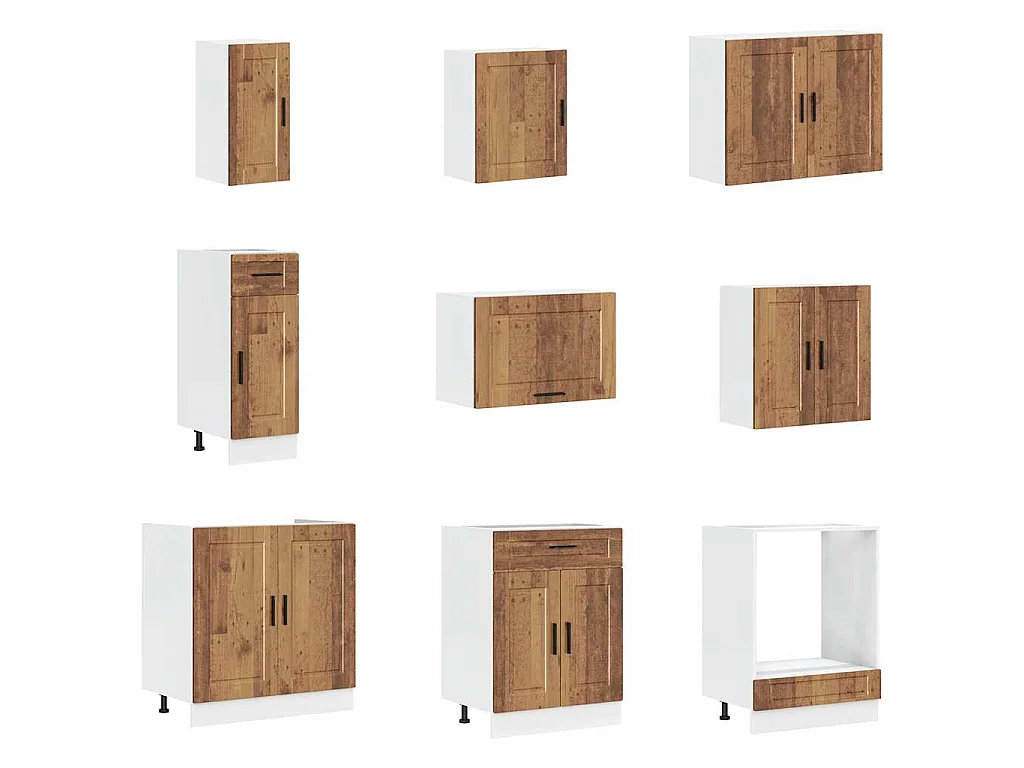 Ensemble d'armoires de cuisine 14 pcs Porto bois d'ingénierie