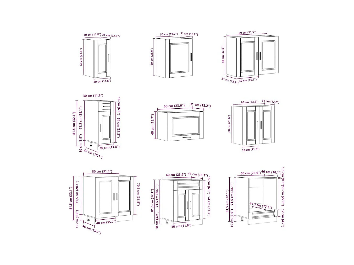 Ensemble d'armoires de cuisine 14 pcs Porto bois d'ingénierie