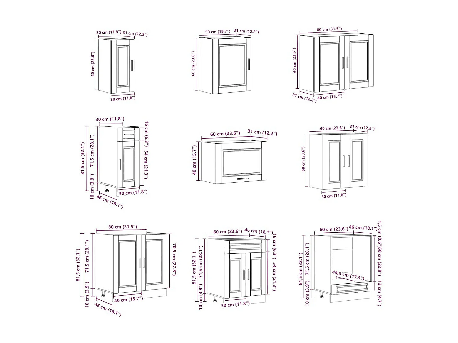 Ensemble d'armoires de cuisine 14 pcs Porto bois d'ingénierie