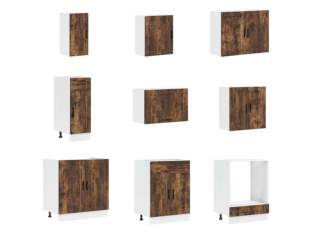 Set Mobili da Cucina 14 pz Porto Rovere Fumo in Truciolato