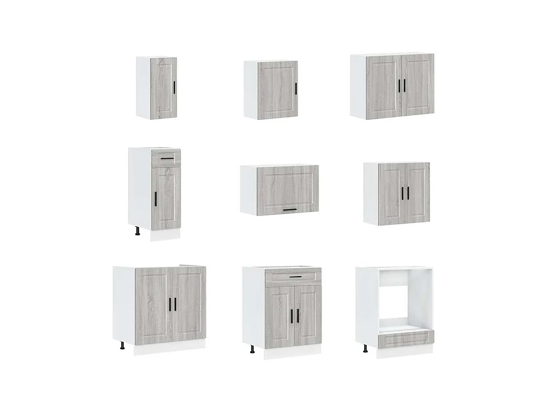 Ensemble d'armoires de cuisine 14 pcs Porto bois d'ingénierie