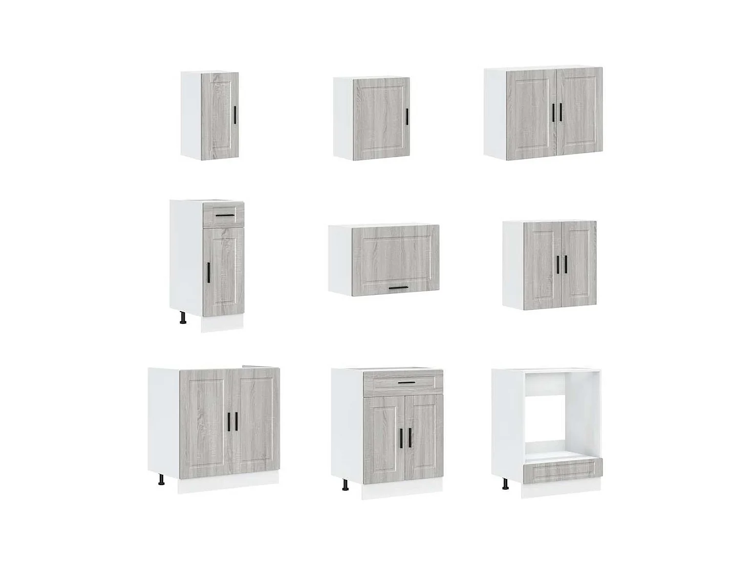Ensemble d'armoires de cuisine 14 pcs Porto bois d'ingénierie