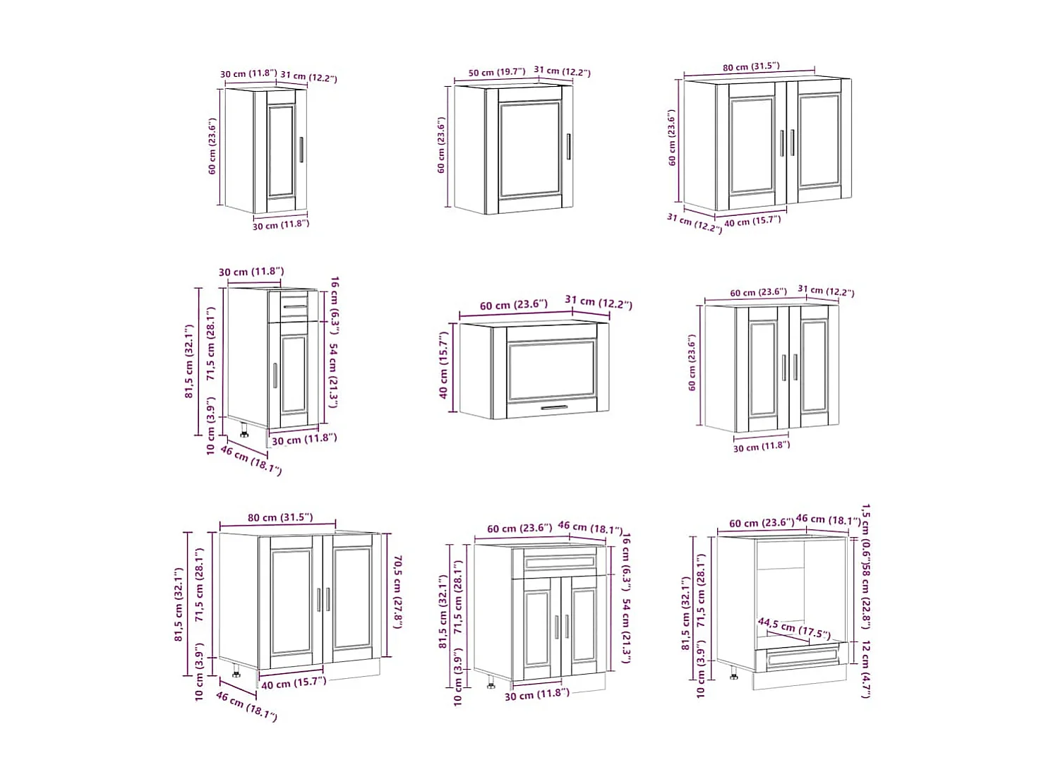 Ensemble d'armoires de cuisine 14 pcs Porto bois d'ingénierie