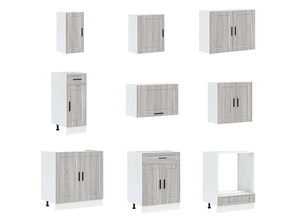 Set Mobili da Cucina 14 pz Porto Grigio Sonoma in Truciolato