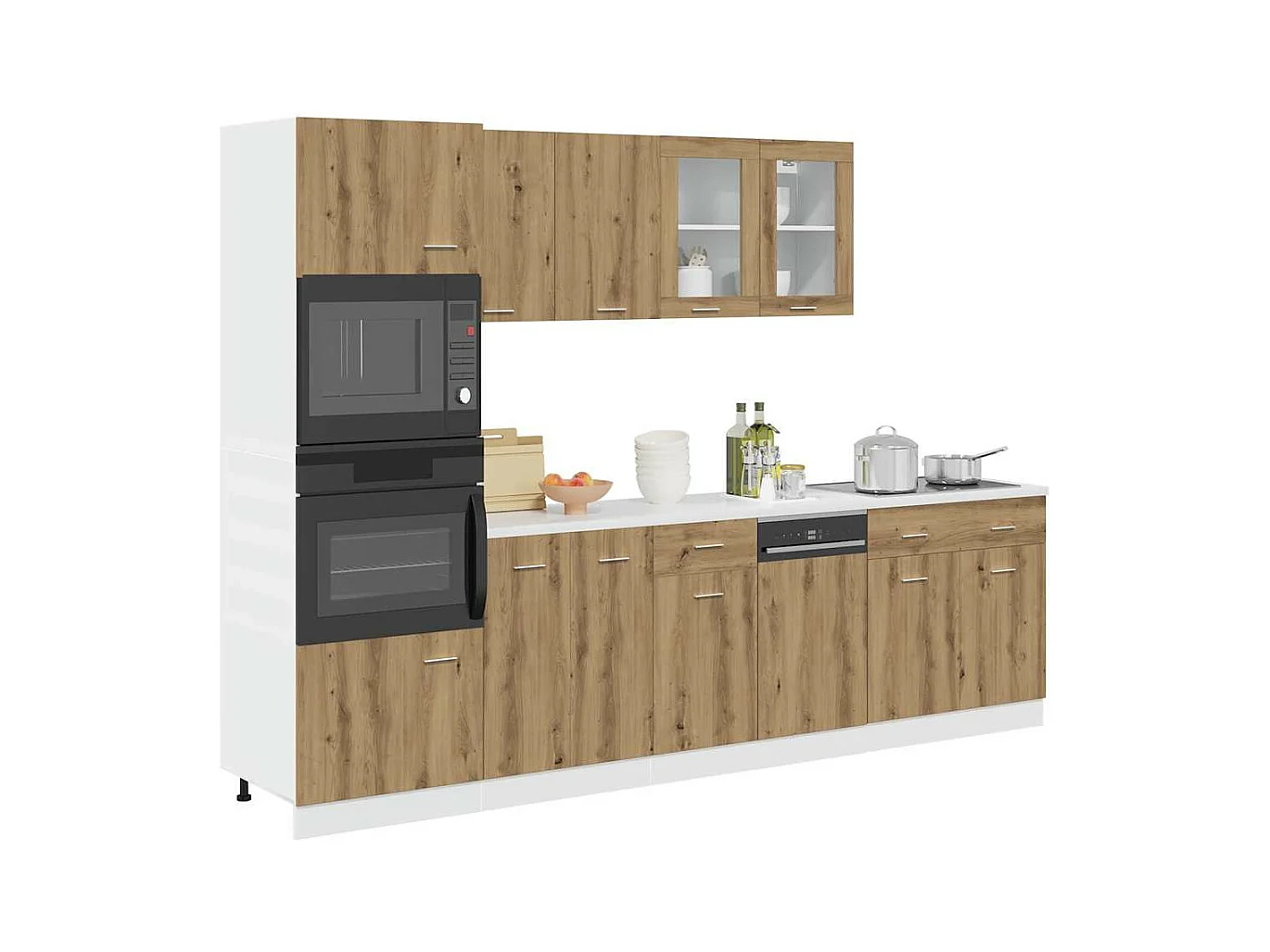 Ensemble de 7 meubles de cuisine "Lyon" en chêne artisanal