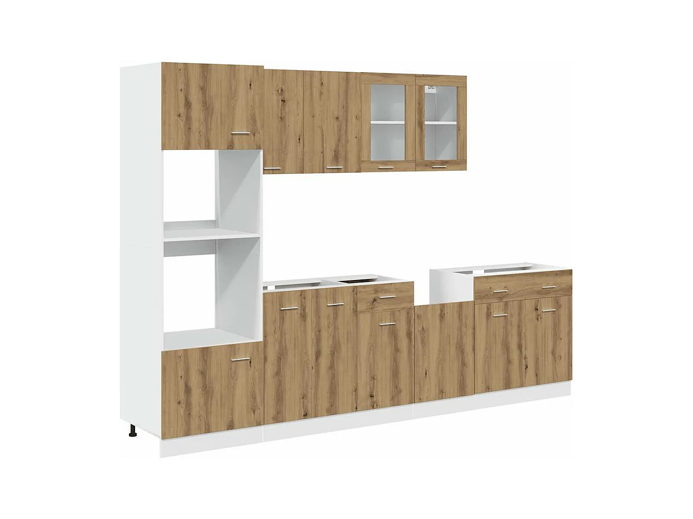 Ensemble de 7 meubles de cuisine "Lyon" en chêne artisanal