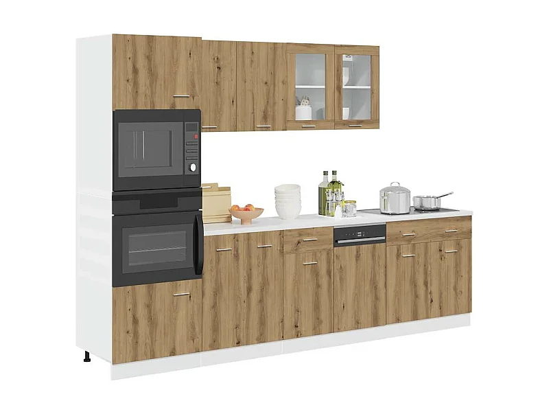 7-delige Keukenkastenset Lyon bewerkt hout artisanaal eikenkleurig