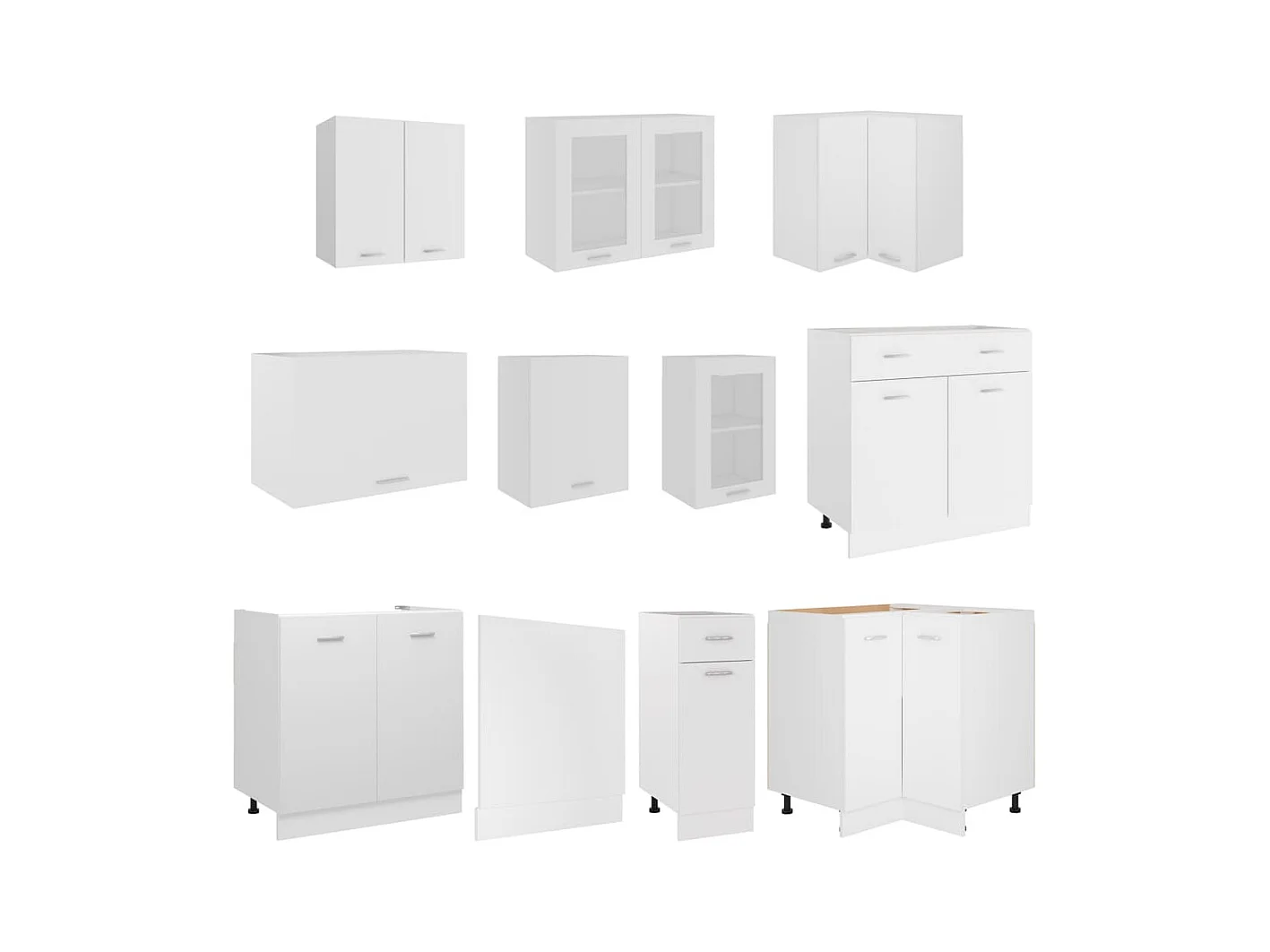 Conjunto de armarios de cocina "Lyon" de 11 piezas de madera de ingeniería blanca