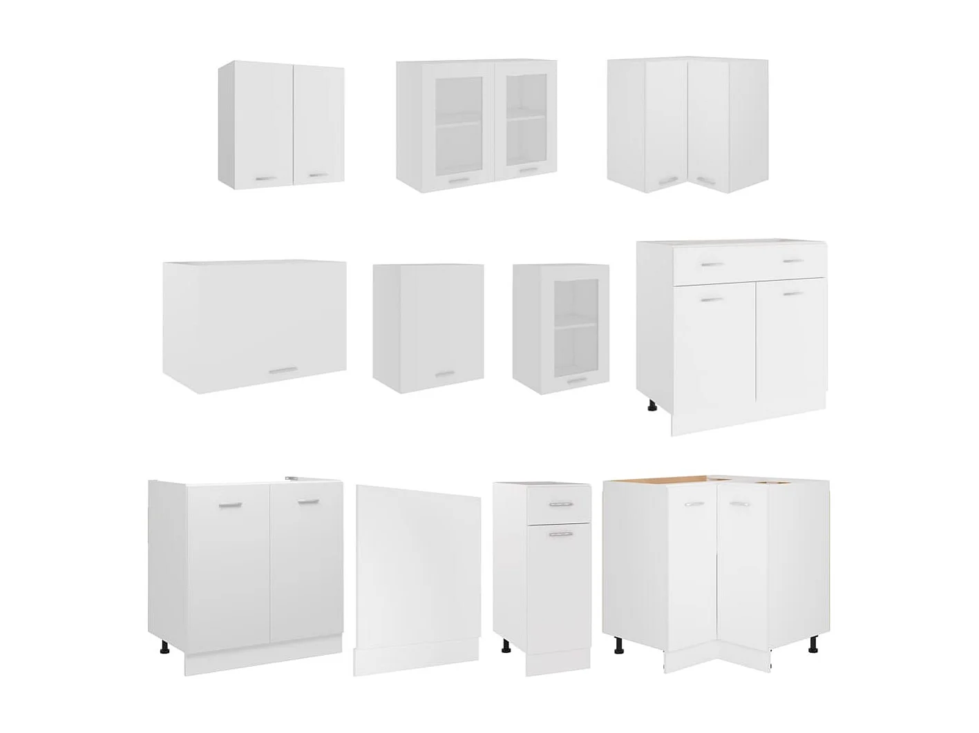 Ensemble de 11 meubles de cuisine "Lyon" en bois d'ingénierie blanc