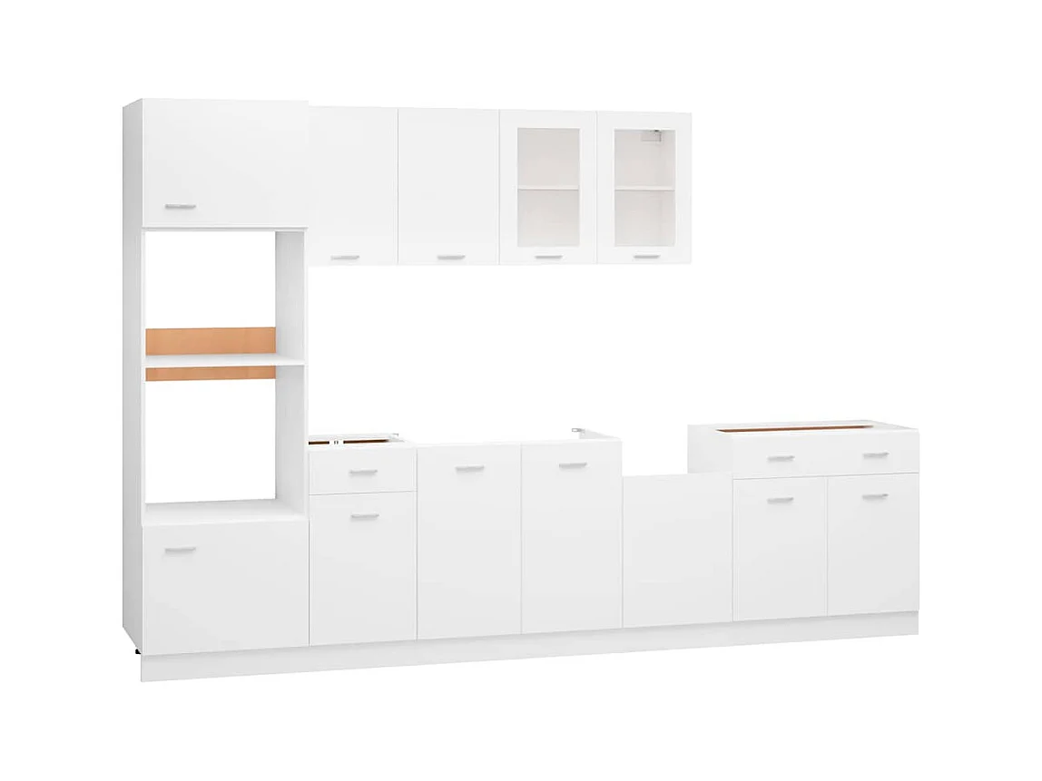 Ensemble de 7 meubles de cuisine "Lyon" en bois d'ingénierie blanc