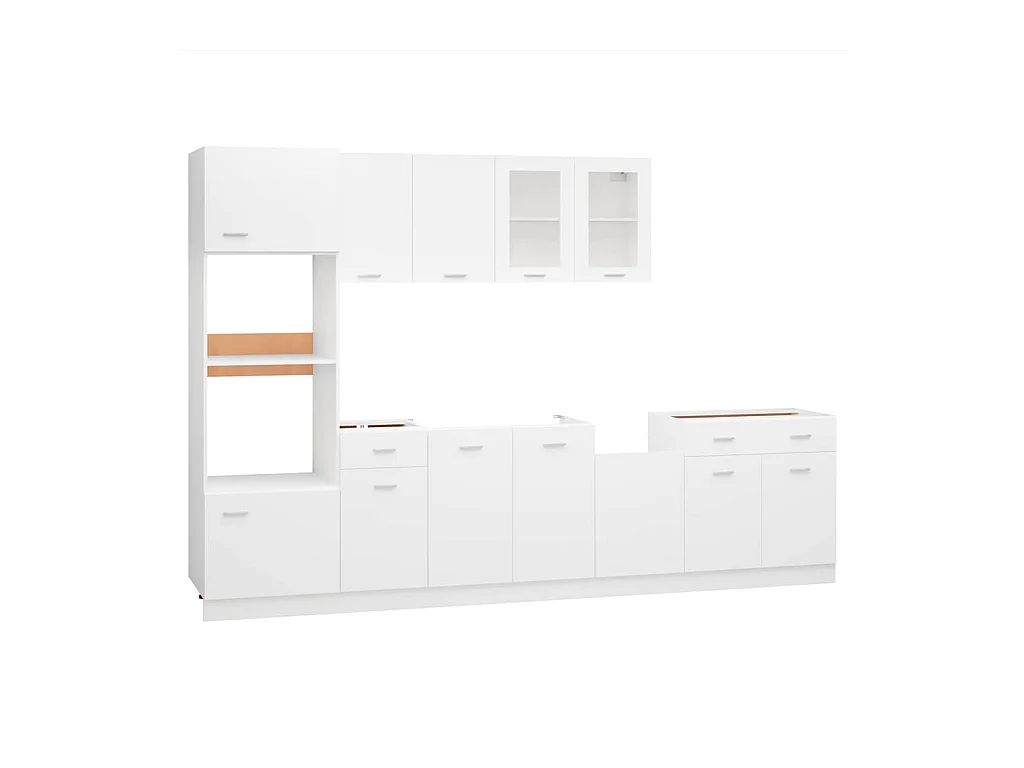 Ensemble de 7 meubles de cuisine "Lyon" en bois d'ingénierie blanc